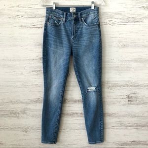 J. CREW 10” Toothpick Distressed High Rise Jeans